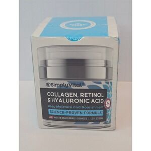 SimplyVital Collagen Retinol & Hyaluronic Acid Face Cream Anti-Aging 1.7oz 50ml